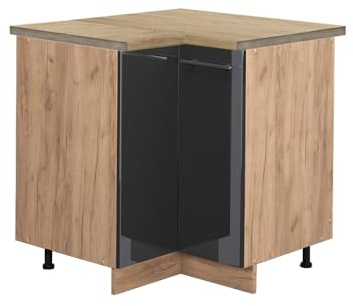 Vicco Eckunterschrank Fame-Line, Anthrazit Hochglanz, 80.5 cm