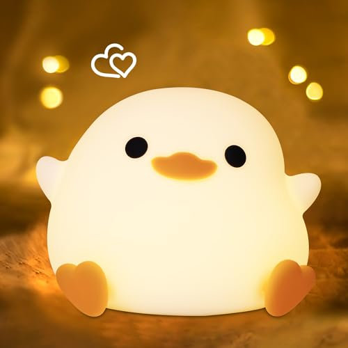 Okayera Dodo Enten Nachtlicht, Kinderzimmer Nachttischlampe aus Silikon, Dimmbar mit USB-Ladung & Timer, Geschenk für Geburtstag Weihnachten Schlafzimmerdekoration