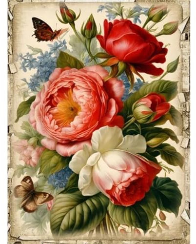 Wenfdrtr Diamond Painting Erwachsene Blumen- Diamant Painting Bilder Blumen, 5D Crystal Art, Diamant Malerei Blumen für Geschenk Zuhause Wanddekoration 30x40cm