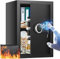 55L Large Fingerprint Safe Box with A4 Fireproof Bag, Quick Access Biometric Home Safe with Backlit Keypad, Silent Mode & Removable Shelf, Heavy Duty Digital Safe for Cash Document Jewelry Valuables