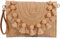 Stroh-Handtasche, Stroh-Clutch, Stroh-Schultertasche für Damen, Sommer, Strand, Cruising, Umschlag, Clutch, Basttasche (Raffia Fransen Khaki), Bunt 2, Einheitsgröße