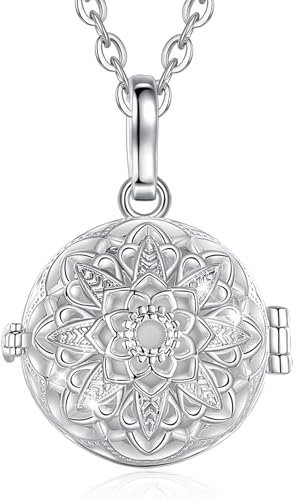 CELESTIA Schwangerschaft Medaillon Kette mit Klangkugel Schutzengel Anhänger Kolibri Schmuck Liebesgeschenk für Schwangere Werdende Mütter 76~114 CM