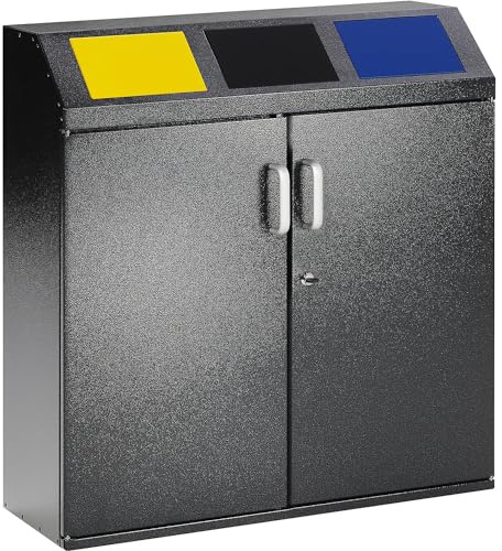 eurokraft pro | Wertstoffsammelschrank | Volumen 3 x 50 l, antik-silber