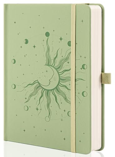MGGAO Sun & Moon Journals for Women Men, quaderni A5 con copertina rigida per scrivere per lavoro, viaggi, scuola, 318 pagine numerate, 14,7x21,4 cm