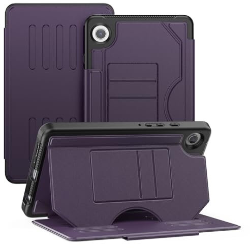 Case for Samsung Galaxy Tab A9 8.7 Inch 2023, PU Leather Hard Shell Smart Protective Cover Flip Case for Tab A9 SM-X110/X115/X117, Multi-angle Magnetic Stand, Auto Sleep/Wake, Card Slot, Purple