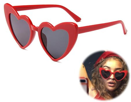 Herzförmige Sonnenbrille, Rot, Damen, Hochzeit, Festival, Party, Valentines, Personalisiert, Vintage, Herzbrille, Sonnenbrille Herz, Rote Brille Herzen, Bride Heart Headband Haarreif