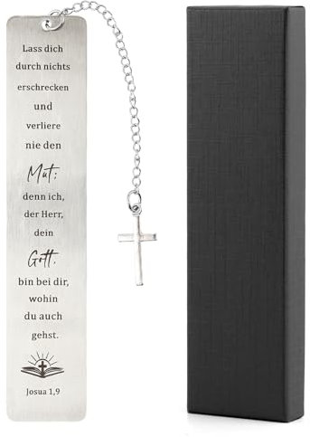 Metall-Lesezeichen, Edelstahl Christliche Lesezeichen mit Bibelversen,Christliche Deko,Christliche Geschenke mit Kreuz-Anhänger, Personalisierte Lesezeichen mit Geschenkbox,130 * 26mm(Type 2)