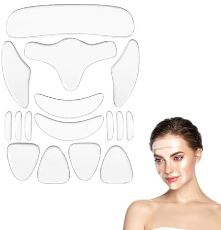 SGERUFZ 16 PCS Patch Silicone Antirughe Viso Riutilizzabile Set per Viso, Bocca, Fronte, Mento