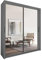 REAL BRAND STORE LONG TERM USEABLE Double Sliding Mirror Door Wardrobe, 100cm Width, White, Adjustable Rails and Shelves (Grey, 100cm)