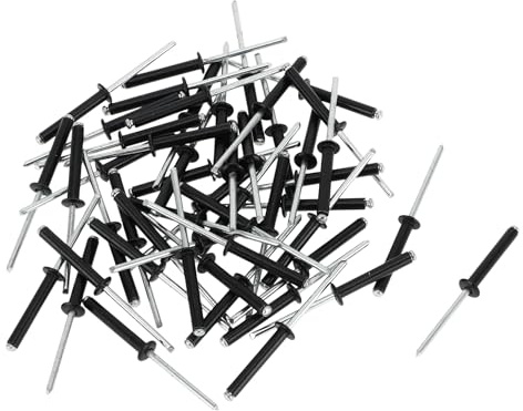 Partuto Rivets Aveugles À Tête De Dôme À Grand Bride 50 Pièces | Argenté, Noir, Diamètre De Prise 4mm, Longueur De Prise 25mm, Diamètre De Bride 8.4mm, Pour Caravanes, Remorques, Meubles