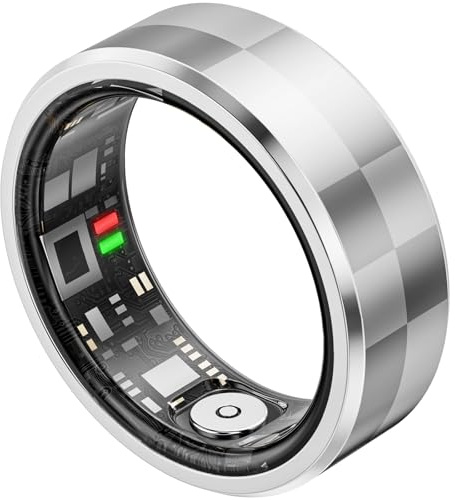 Mingtawn Fitness Tracker für Damen und Herren – Smart-Ring, wasserdicht 5 ATM mit Aktivitäts-Tracker, Schlafmonitor, Gesundheit, Schritte, Smart-Ring, modisches Design, Silber 8