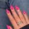 SXVME 48 Pcs Hot Pink Press on Nails Almond Medium Acrylic False Nails Medium Stiletto Natural Fake Nail Set Elegant Solid Color Full Cover Glossy Gel Stick on Nails for Women Daily Wear