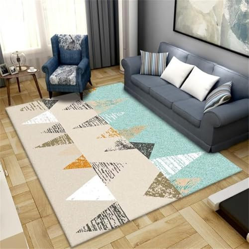 RUGMRZ Teppich Flach Gewebt Blaues Dreieck-Sofakissen waschbar 80X150CM