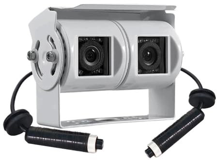 YTVPPKLGG Parkassistent-Rückfahrkamera AHD 1080P Dual Lens Weiß Rückfahrkamera RV Backup Kamera Twin Einstellbare Winkel Objektiv Rückansicht Kamera 4PIN für Caravan