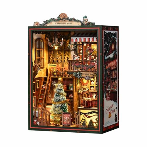WANENGEDIY Weihnachtsshop 3D Holz Miniaturhaus Bausatz, DIY Haus Kit mit 264 Teilen, kreative Weihnachtsdekoration & einzigartiges Geschenk