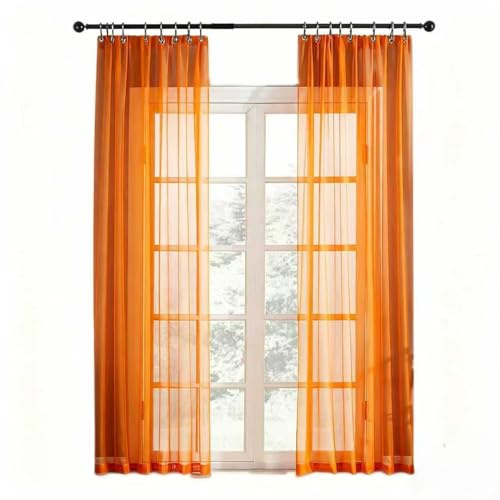 HOCEDO 2er-Pack transparente Vorhänge 220 x 200 cm – maschinenwaschbar (Netzbeutel-freundlich) und lichtfilternd, dekorative transparente Vorhänge für Schlafzimmer, Wohnzimmer, Home Office, Orange