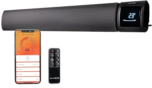 KLAMER Infrarotheizung 2600 W WLAN, App-Steuerung, Timer von 1 bis 24 h | Per Smart Life App von überall steuerbar, mit Wochenprogrammen und 2 Heizstufen. Die Fenster-offen-Erkennung spart Energie