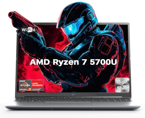 MALLRACE 2026 Gaming Laptop with AMD Ryzen 7 5700U 8-Core (Beats i7-1265U, up to 4.3GHz), 16GB DDR4 512GB SSD 512GB AMD Radeon, WiFi 244 IPS Display, Webcam