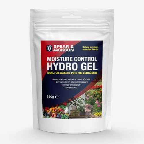 Spear & Jackson Moisture Control Hydro Gel Water Retaining Crystals, 350g, Slow Release, 400x Absorption, for Pots, Baskets and Garden Beds