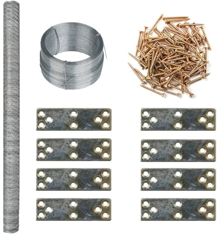 Runheo kycklingstall-förlängning metall 268 x 100 x 190 cm med trådnät, utbyggbar för bur, frigående stall, voljär eller utlopp, robust galler för kanin, marsvin och gnagare