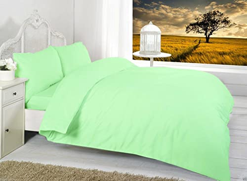R&Z Plain Dyed Percale Polycotton Duvet Cover & 2 Pillow Cases Bed Set (MInt, Double)