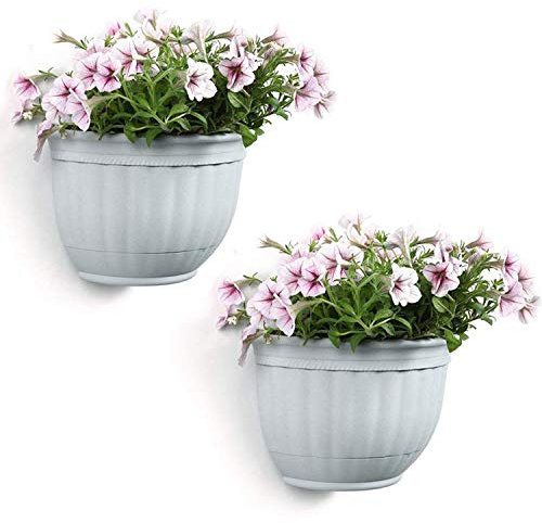 T4U 21.5CM Resina Cestini per Appendere a Parete Set di 2, Fioriera Vasi Cesti da Parete Plastica Cesto Appeso Vaso per Casa e Giardino Veranda Finestra Decorazione Interni ed Esterni Nozze Davanzale