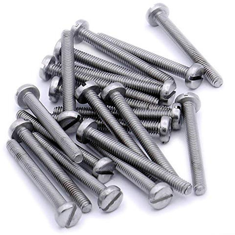 Merriway BH06911 (20 Pcs) Slotted Pan Head Machine Screws with Nuts, M3 x 30mm (1/8 inch x 1.3/16 inch) Stainless Steel 316 A4 Marine Grade - Pack of 20 Pieces