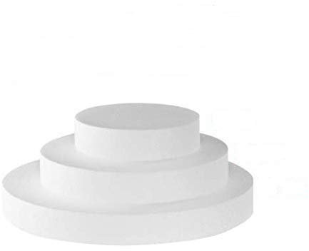 Kit basi Torta 3 Forme circolari in polistirolo per Cake Design, Altezza 5cm basi 20cm, 30cm e 40cm