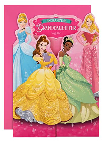 Hallmark Tarjeta de cumpleaños para nieta, diseño de puerta de princesa Disney
