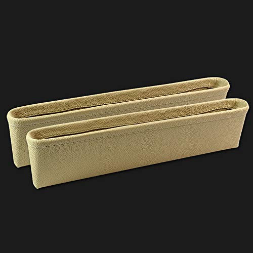 Auto-Gap Filler, 2er-Pack Premium Ledersitz Gap Taschen for Auto-Konsole Organizer Sitz Seiten Storage Box-Holding-Telefon-Sonnenbrille Keys (Color : Beige)