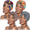 SATINIOR 4 Stücke Afrikanische Kopfbedeckung Turban (Geometrie Leopard Kaffee Stil)