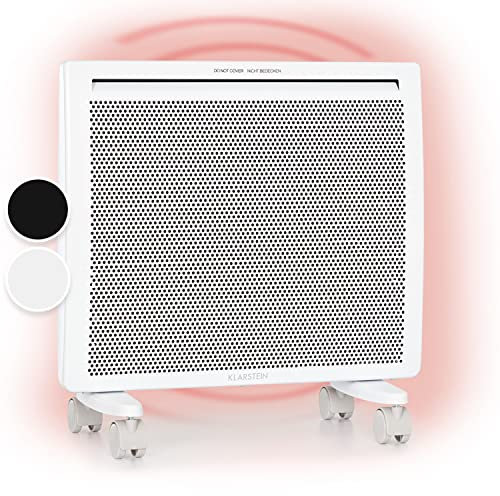 KLARSTEIN Hot Spot Slimcurve Double radiateur 2 en 1 - convection et infrarouge, protection anti surchauffe, minuterie hebdomadaire, pose murale ou sur pied, 2 pieds à roulettes, tôle, 1000 W, blanc