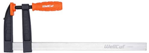 WellCut Bar Clamps 120x400mm Professional Wood Working F Clamps Quick Slide Bar Heavy Duty Steel C45 Anti-Slip Grip Anti-Scratch Clamping Force 320 kg