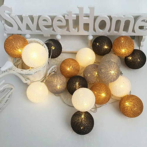DOTBUY-SHOP LED Cotton Ball String Lights Xmas Fairy Lights Christmas Decoration Battery Operated for Indoor outdoor New Year Holiday Wedding Party Bed Decor Garlands (Brown,4.8M/30LED)