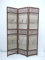 Raumteiler Paravent Sichtschutz 120x167cm in Rattan-Optik, 3 x 40cm 3-teilig mit 12 Stoff-Aufbewahrungs-Taschen