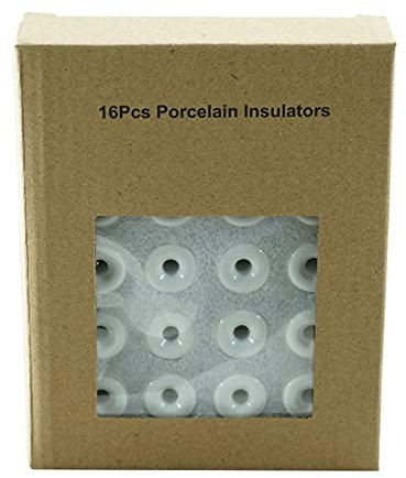 Aisladore de Porcelana para Cable textil para Instalación Eléctrica Vintage,Diámetro:20 mm,Kit de 16 pcs