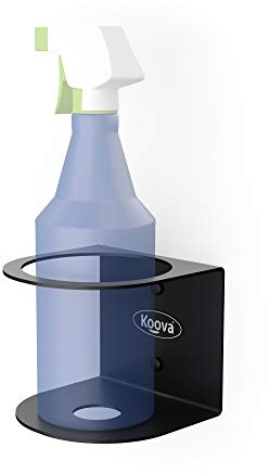 Koova Sprühflaschenhalter für eine Sprühflasche in voller Größe, für Haus und Garten, Wandmontage, Stahlregal, Aufbewahrungs-Organizer für Garage und Arbeitsplatz, Schwarz