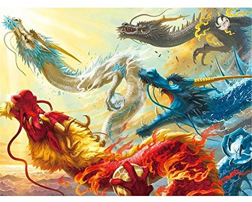 Diamond Painting Full Set, DIY 5D Diamond Painting Set, Diamant Painting, Malen Nach Zahlen Diamant, Diamant Malerei für Geschenke Haus, Wand und Eingang DekorationenAlter orientalischer Drache-50x60