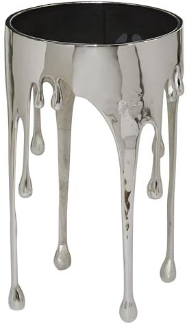 Deco 79 Table d'appoint en Aluminium avec Motif Fondant et Plateau en Verre ombré, 40,6 x 40,6 x 63,5 cm, Argent