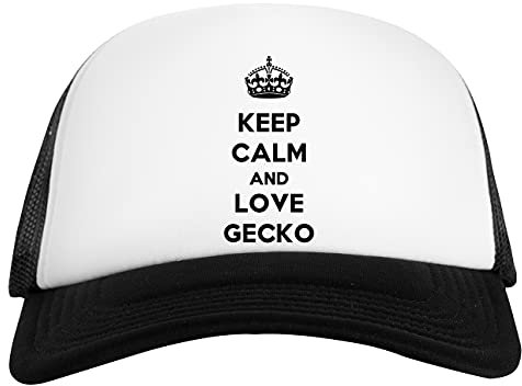 Keep Calm and Love Gecko Weiß Schwarz Unisex Baseball Cap White Black