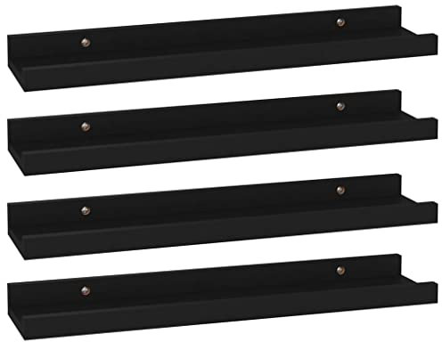 vidaXL 4X Wandregal Bücherregal Wandboard Schweberegal Hängeregal Dekoregal Freischwebend Regal Büroregal Wandablage Schwarz 40x9x3cm