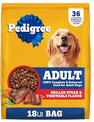 Pedigree Adult Dry Dog Food, Complete Nutrition, Grilled Steak & Vegetable Flavor, 18 lb. Bag