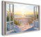 Printistico Bilder Fensterblick 60x40cm Baumwoll-Leinwand auf Keilrahmen mit Aufhänger moderner Kunstdruck XXL Wandbilder Wand-Dekoration Strand Meer Sand Sonnenuntergang Urlaub - Natur-Fotografie
