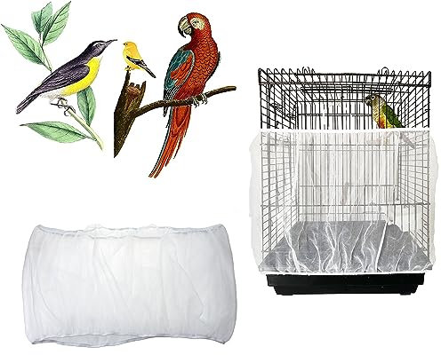 Azatemgo Funda para Jaula de pájaros de Malla de Nailon Extensible – Cubre Red Jaula de Loros – para jaulas Circunferencia de 140 – 220 cm (Blanco)