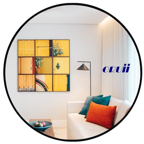 Oruii Runder Spiegel, 76,2 cm, großer schwarzer Kreisspiegel, Metallrahmen, große schwarze runde Spiegel für Wohnzimmer, Esszimmer, Eingangsbereich, Flur, Foyer, Badezimmer, Wand