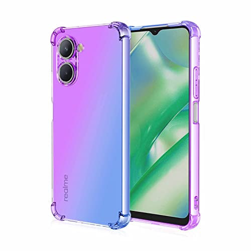 WOBURN TPU Degradado Funda para Realme C33, Carcasa Protectora Antigolpes Suave TPU Silicona Caso Anti-Choques Resistente a los Arañazos Cover (Purple Blue)