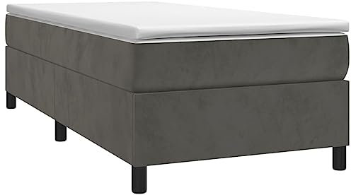 vidaXL Bettgestell, Polsterbett Bett für Schlafzimmer, Bettrahmen mit Lattenrost Stützbeinen, Schlafzimmerbett Einzelbett, Dunkelgrau 90x200cm Samt