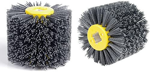 EXLECO 2Pcs Spazzola Nylon #80 Grana Rettifica Abrasivi per Lucidatura e Legno, Rullo Abrasivi Wire per Satinatrice, Diametro 19mm Levigatrice Nero