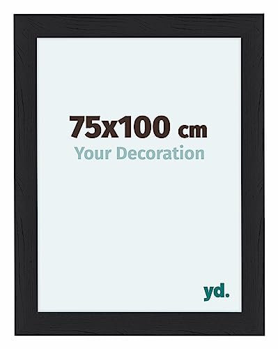 Your Decoration - Cadre 75x100 cm - Noir Grain de Bois - Cadres Photo en MDF Avec Verre acrylique - Anti-Reflet - Cadre Noir Grain de Bois - Como