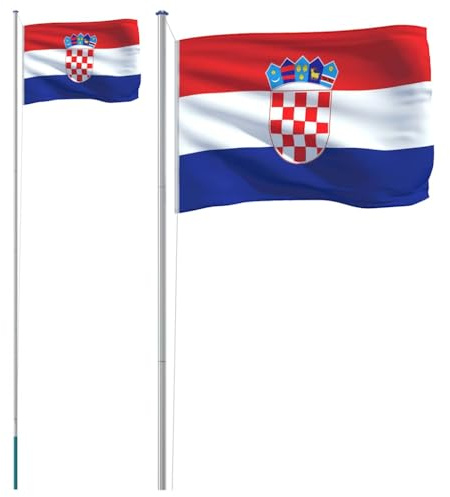 vidaXL Flagge Kroatiens mit Mast 6,08 m Aluminium